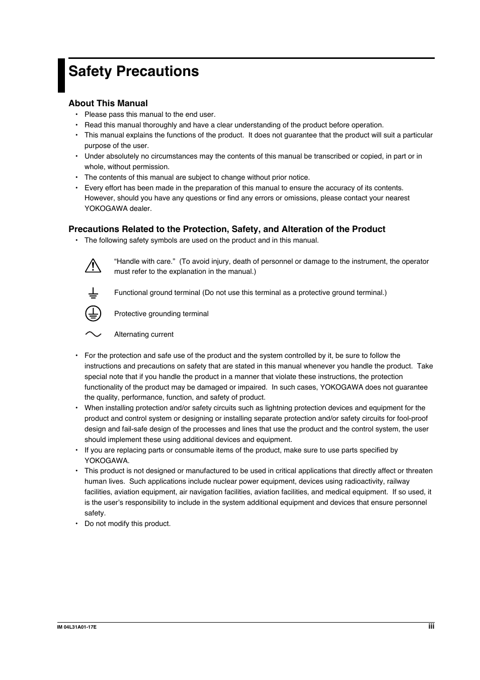Safety precautions | Yokogawa Data Acquisition with PID Control CX2000 User Manual | Page 4 / 321