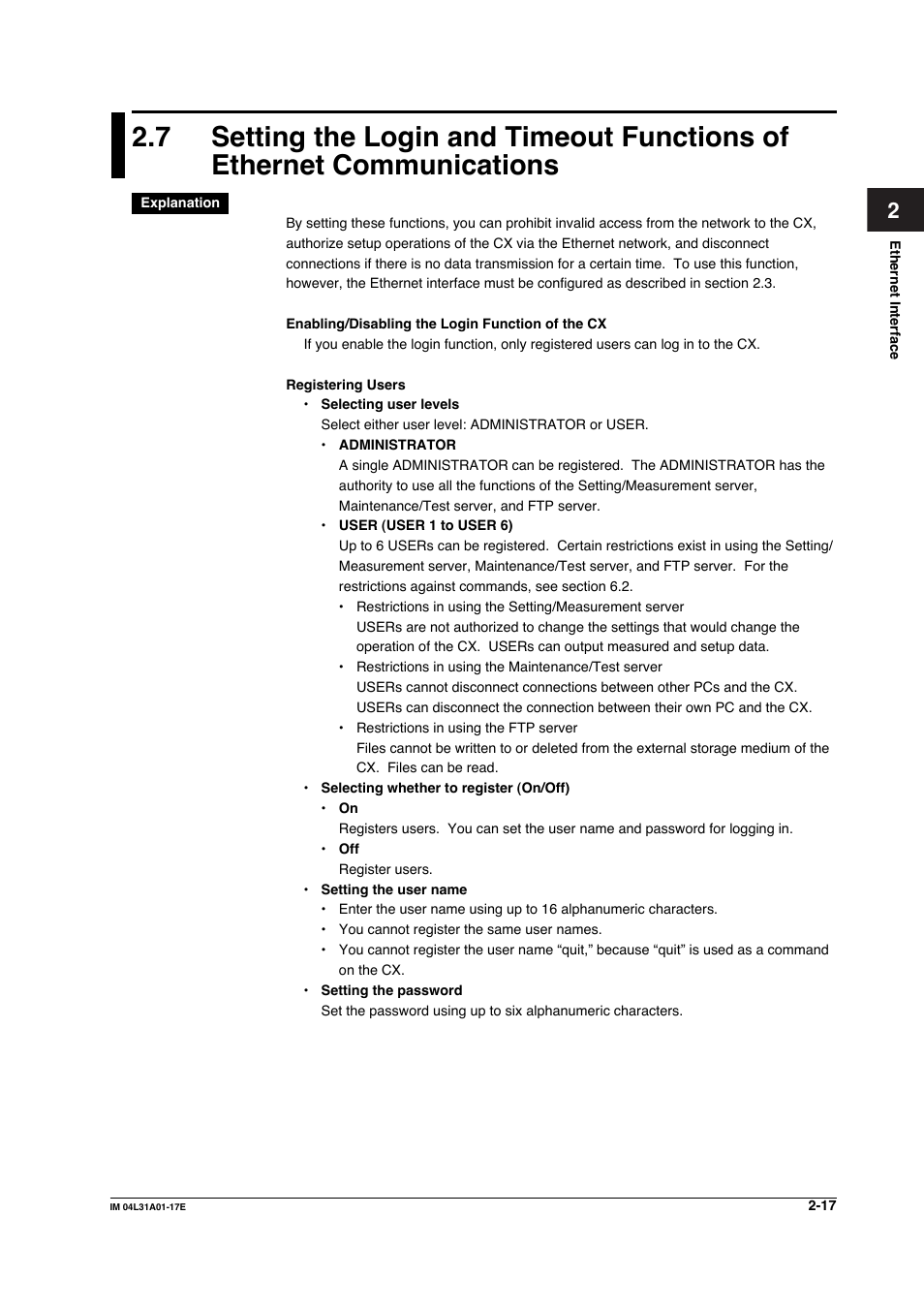 Yokogawa Data Acquisition with PID Control CX2000 User Manual | Page 47 / 321