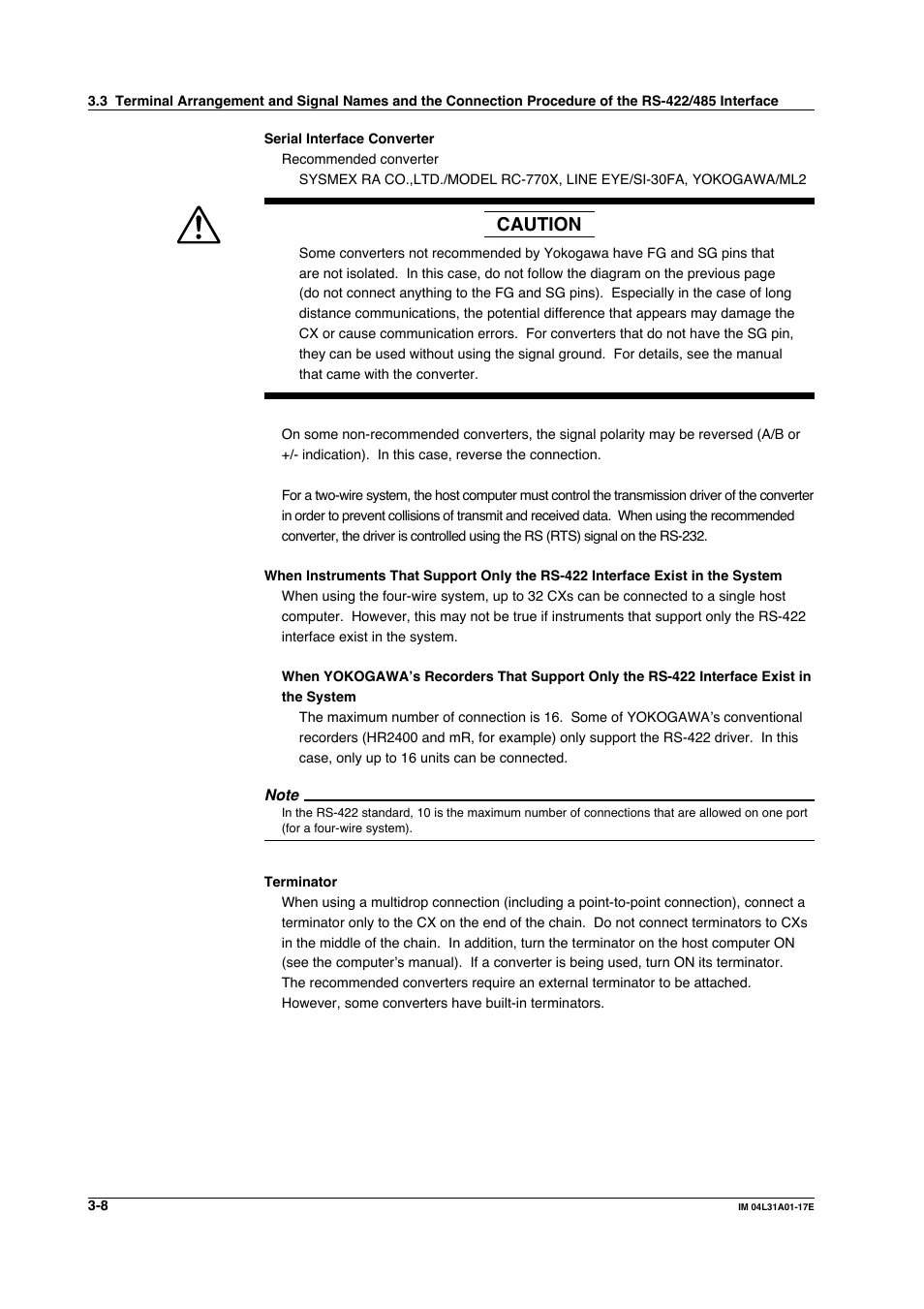 Caution | Yokogawa Data Acquisition with PID Control CX2000 User Manual | Page 88 / 321