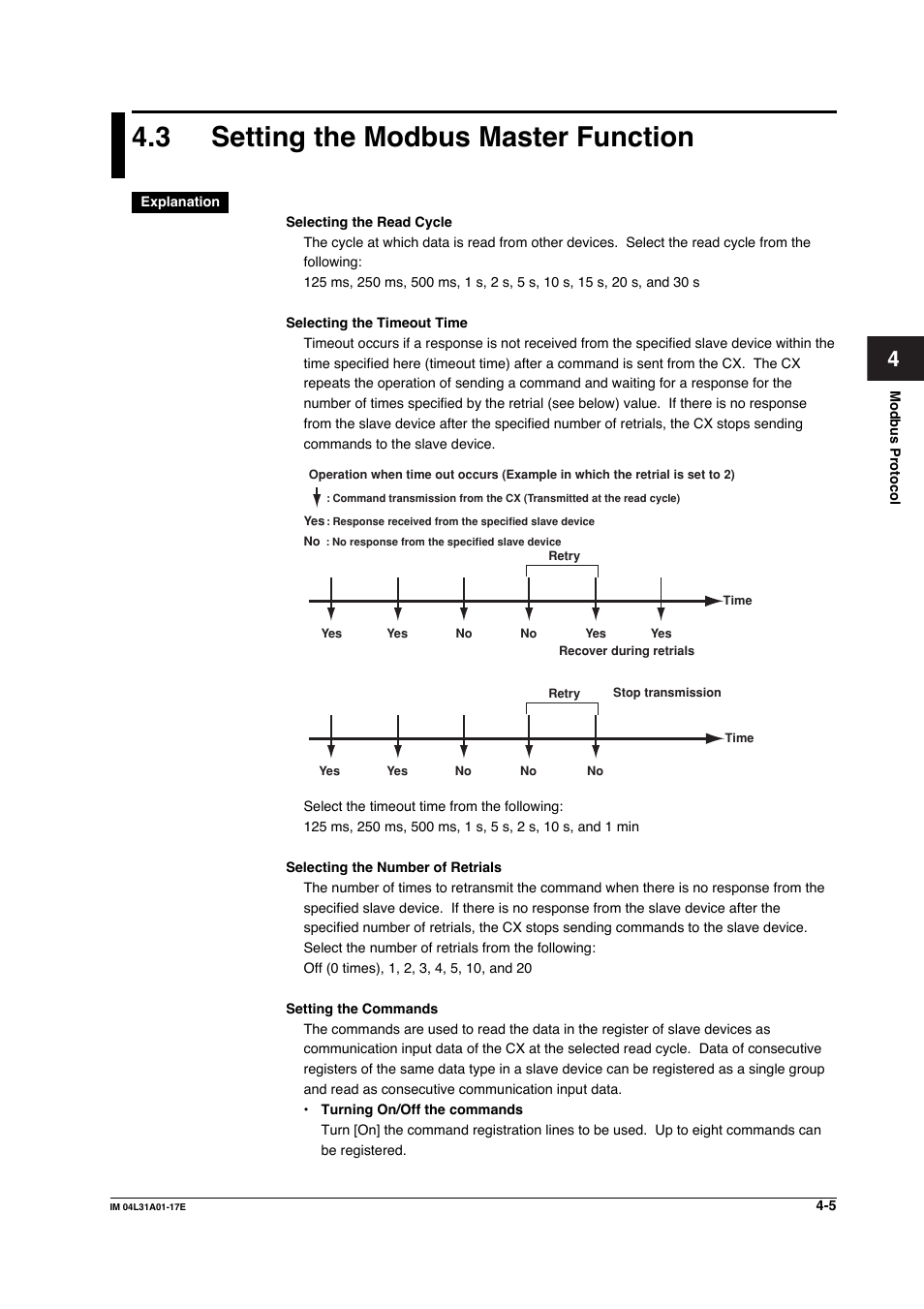 3 setting the modbus master function, Setting the modbus master function -5 | Yokogawa Data Acquisition with PID Control CX2000 User Manual | Page 99 / 321