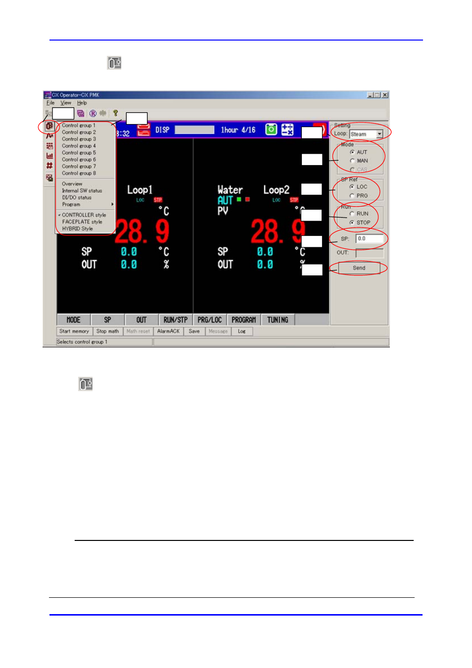 2 control operation display | Yokogawa Data Acquisition with PID Control CX2000 User Manual | Page 11 / 21