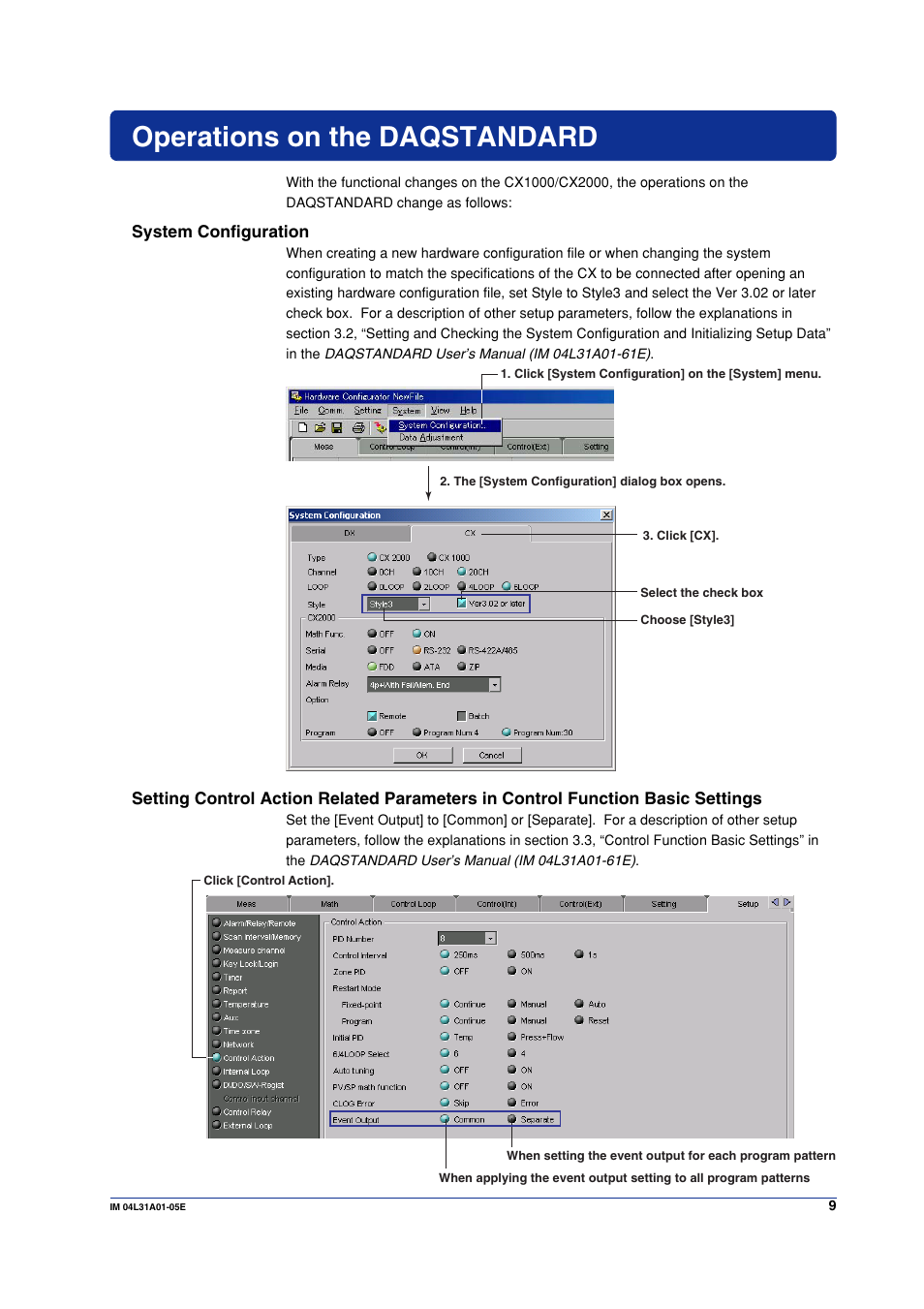 Operations on the daqstandard, System configuration | Yokogawa Data Acquisition with PID Control CX2000 User Manual | Page 9 / 16