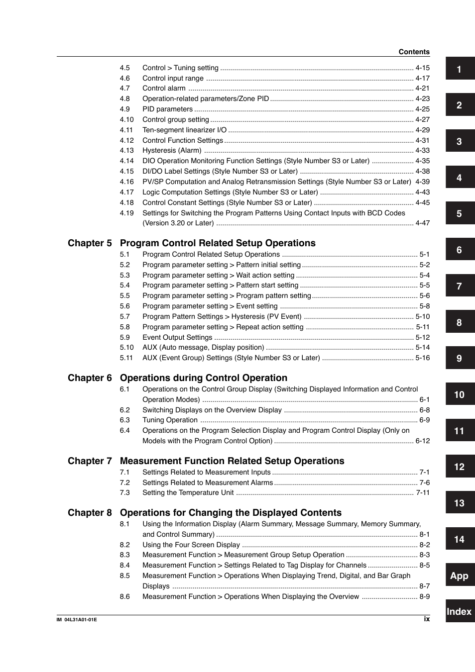 Chapter 5 program control related setup operations, Chapter 6 operations during control operation | Yokogawa Data Acquisition with PID Control CX2000 User Manual | Page 10 / 427