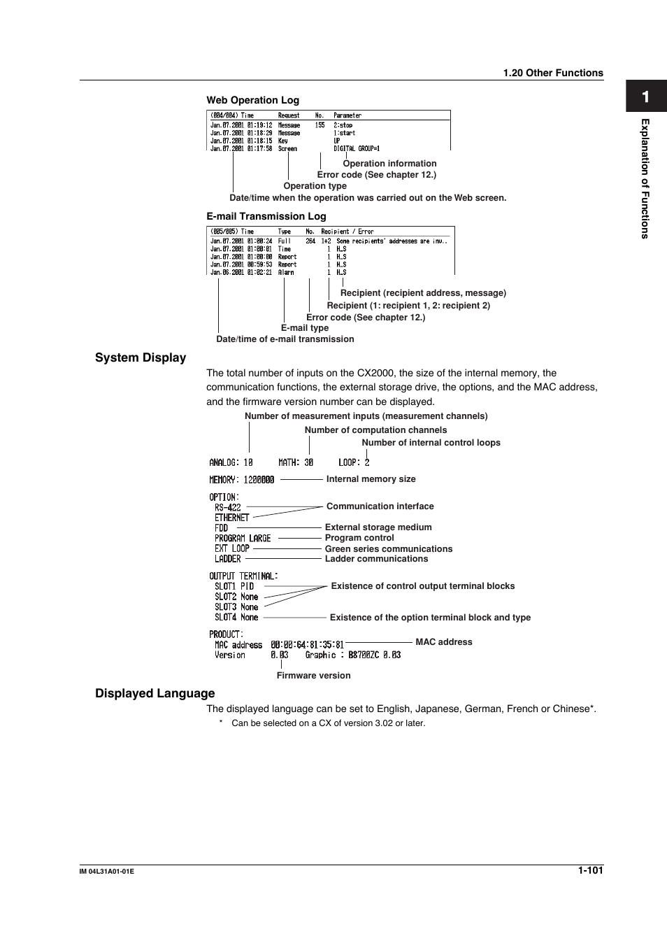 Yokogawa Data Acquisition with PID Control CX2000 User Manual | Page 113 / 427