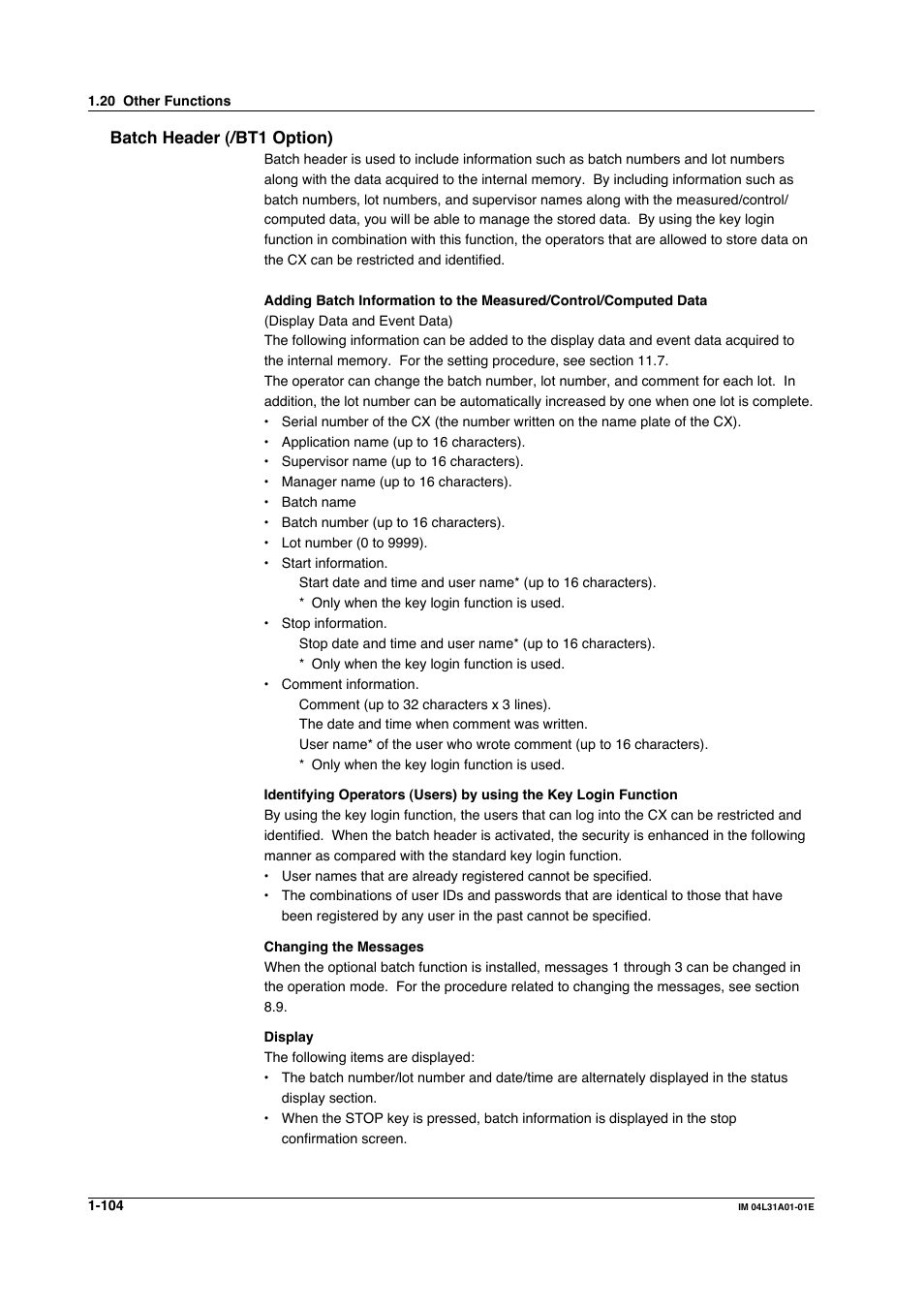 Yokogawa Data Acquisition with PID Control CX2000 User Manual | Page 116 / 427