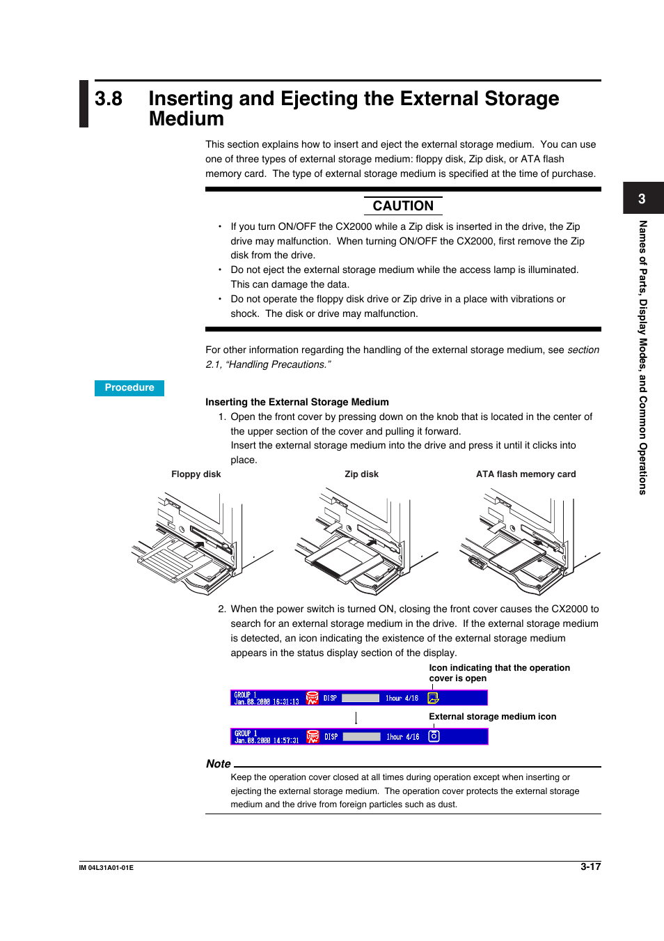 Caution | Yokogawa Data Acquisition with PID Control CX2000 User Manual | Page 158 / 427