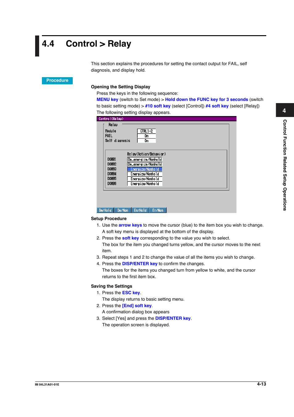 4 control > relay, Control > relay -13 | Yokogawa Data Acquisition with PID Control CX2000 User Manual | Page 173 / 427