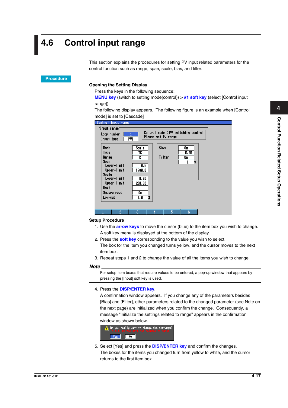 6 control input range, Control input range -17 | Yokogawa Data Acquisition with PID Control CX2000 User Manual | Page 177 / 427