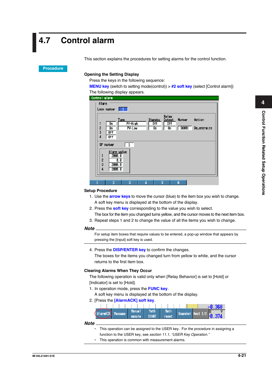 7 control alarm, Control alarm -21 | Yokogawa Data Acquisition with PID Control CX2000 User Manual | Page 181 / 427