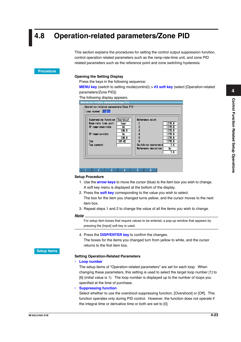 8 operation-related parameters/zone pid, Operation-related parameters/zone pid -23 | Yokogawa Data Acquisition with PID Control CX2000 User Manual | Page 183 / 427