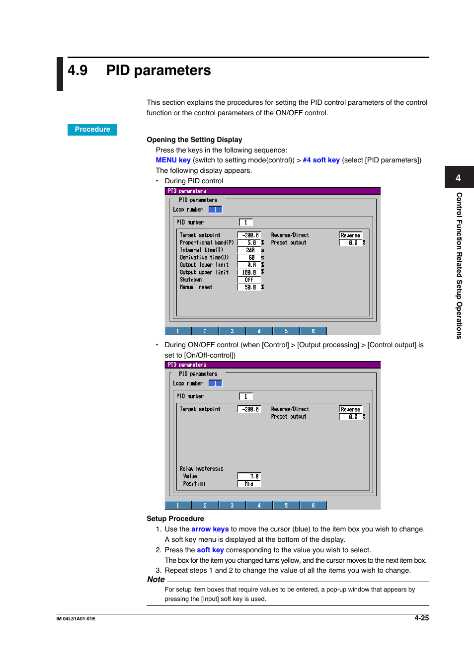 9 pid parameters, Pid parameters -25 | Yokogawa Data Acquisition with PID Control CX2000 User Manual | Page 185 / 427