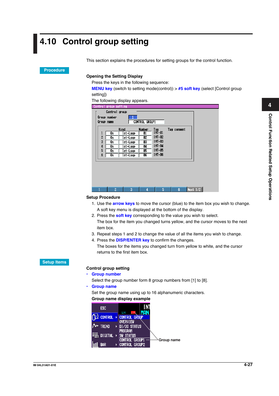 10 control group setting, Control group setting -27 | Yokogawa Data Acquisition with PID Control CX2000 User Manual | Page 187 / 427