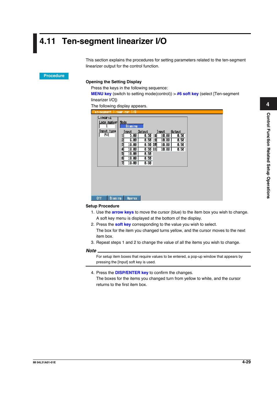 11 ten-segment linearizer i/o, Ten-segment linearizer i/o -29 | Yokogawa Data Acquisition with PID Control CX2000 User Manual | Page 189 / 427