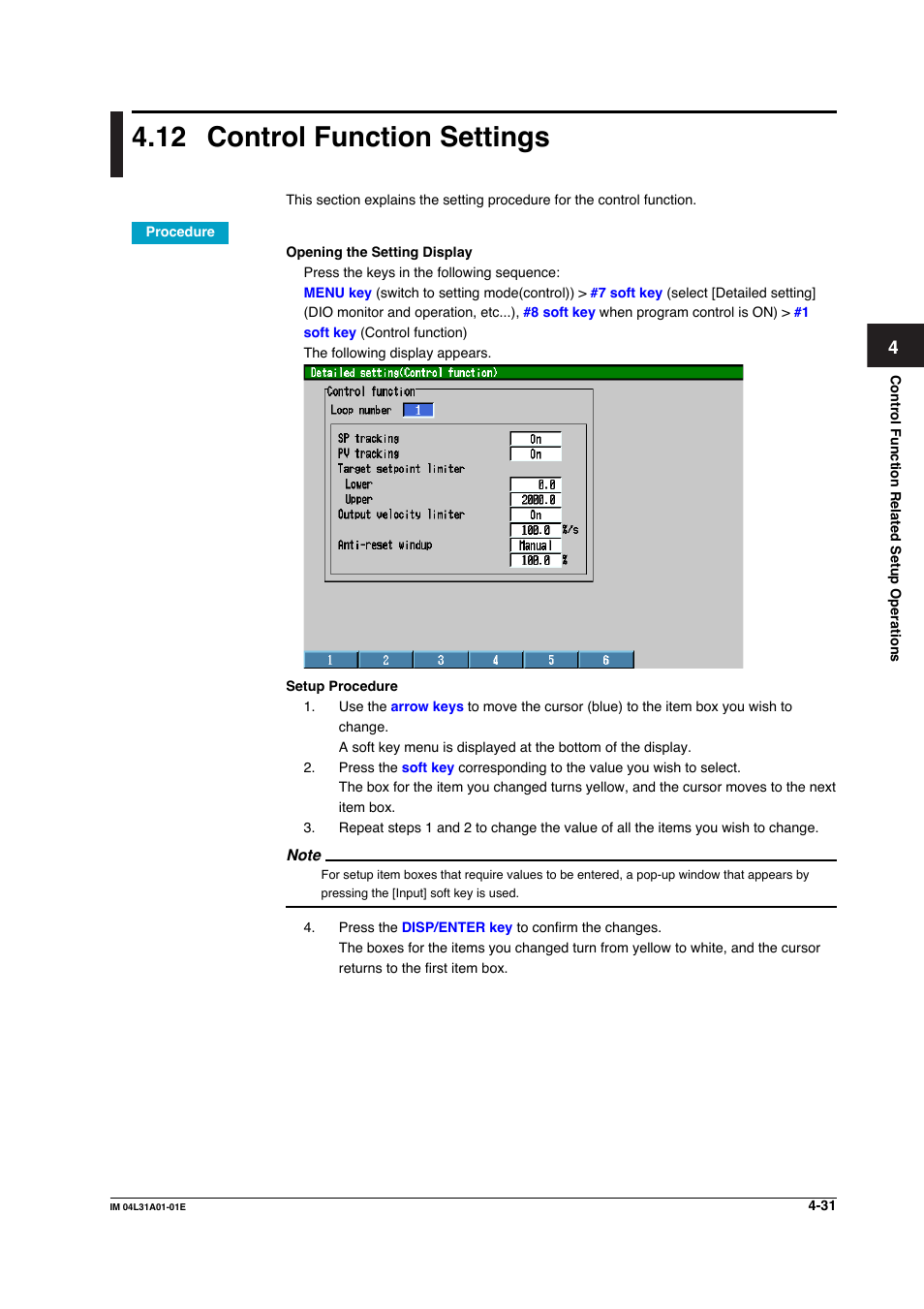 12 control function settings, Control function settings -31 | Yokogawa Data Acquisition with PID Control CX2000 User Manual | Page 191 / 427