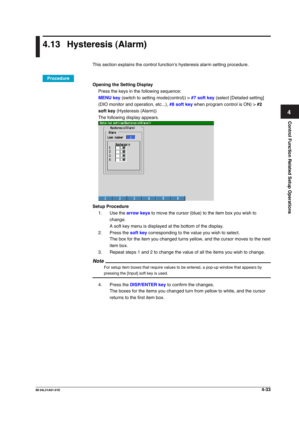 13 hysteresis (alarm), Hysteresis (alarm) -33 | Yokogawa Data Acquisition with PID Control CX2000 User Manual | Page 193 / 427