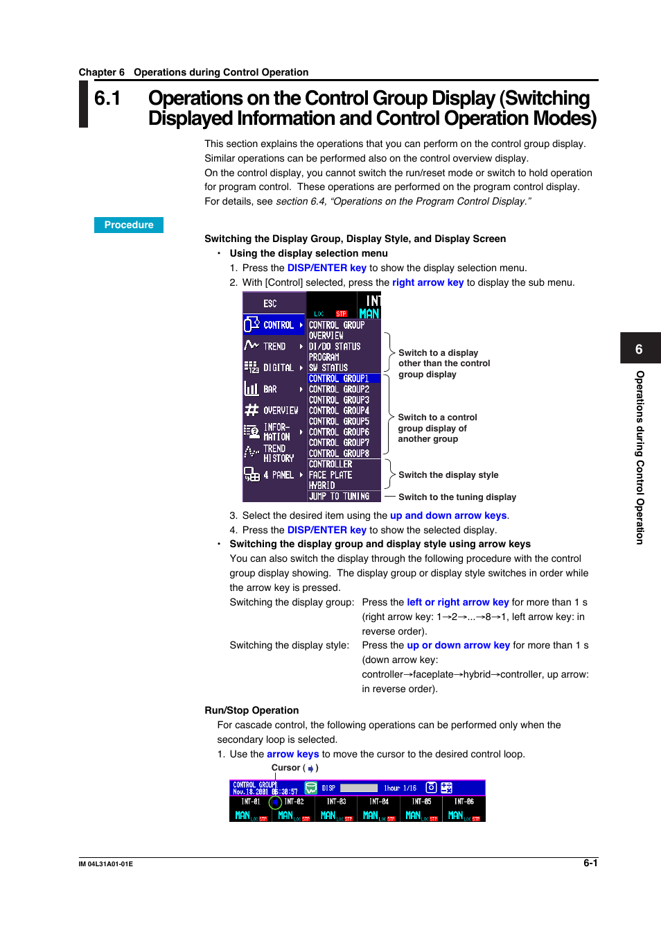 Chapter 6 operations during control operation | Yokogawa Data Acquisition with PID Control CX2000 User Manual | Page 226 / 427