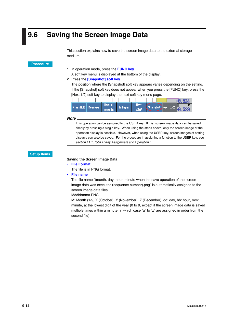 6 saving the screen image data, Saving the screen image data -14 | Yokogawa Data Acquisition with PID Control CX2000 User Manual | Page 298 / 427