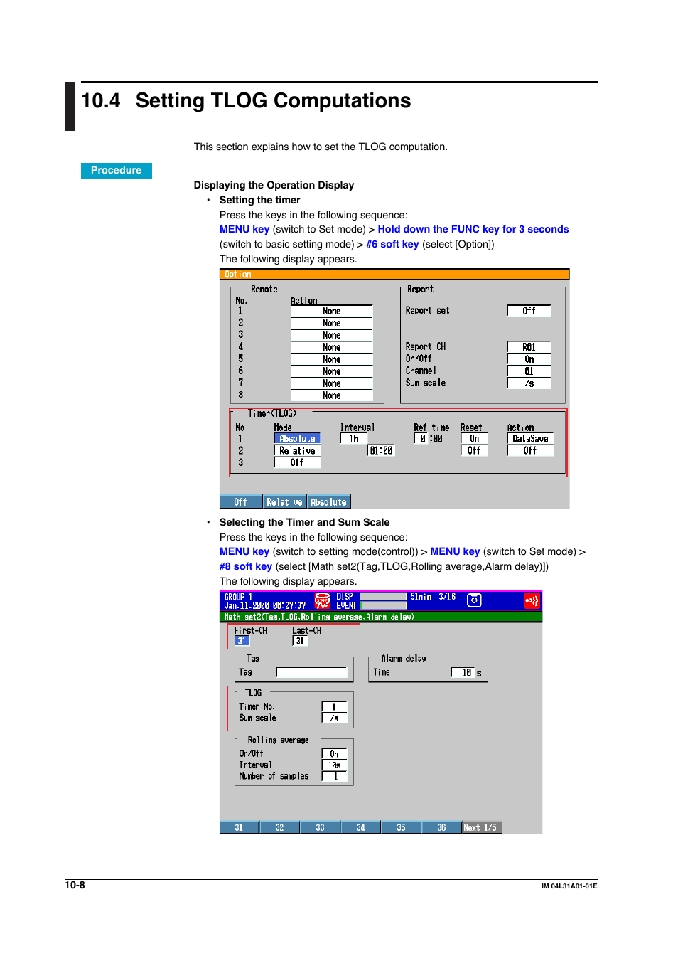 4 setting tlog computations, Setting tlog computations -8 | Yokogawa Data Acquisition with PID Control CX2000 User Manual | Page 307 / 427