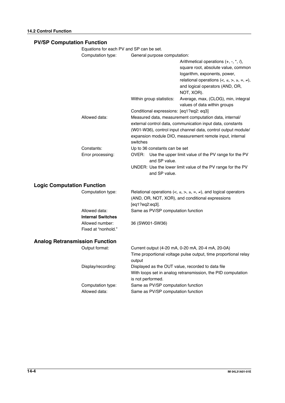 Yokogawa Data Acquisition with PID Control CX2000 User Manual | Page 352 / 427