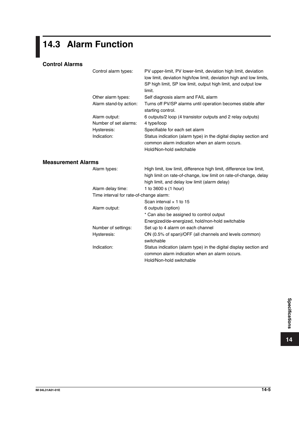 3 alarm function, Alarm function -5 | Yokogawa Data Acquisition with PID Control CX2000 User Manual | Page 353 / 427