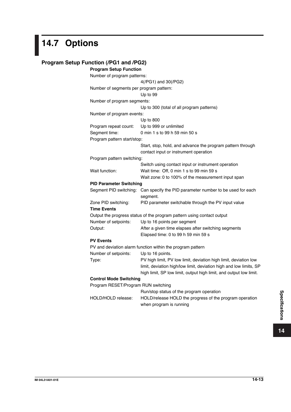 7 options, Options -13 | Yokogawa Data Acquisition with PID Control CX2000 User Manual | Page 361 / 427