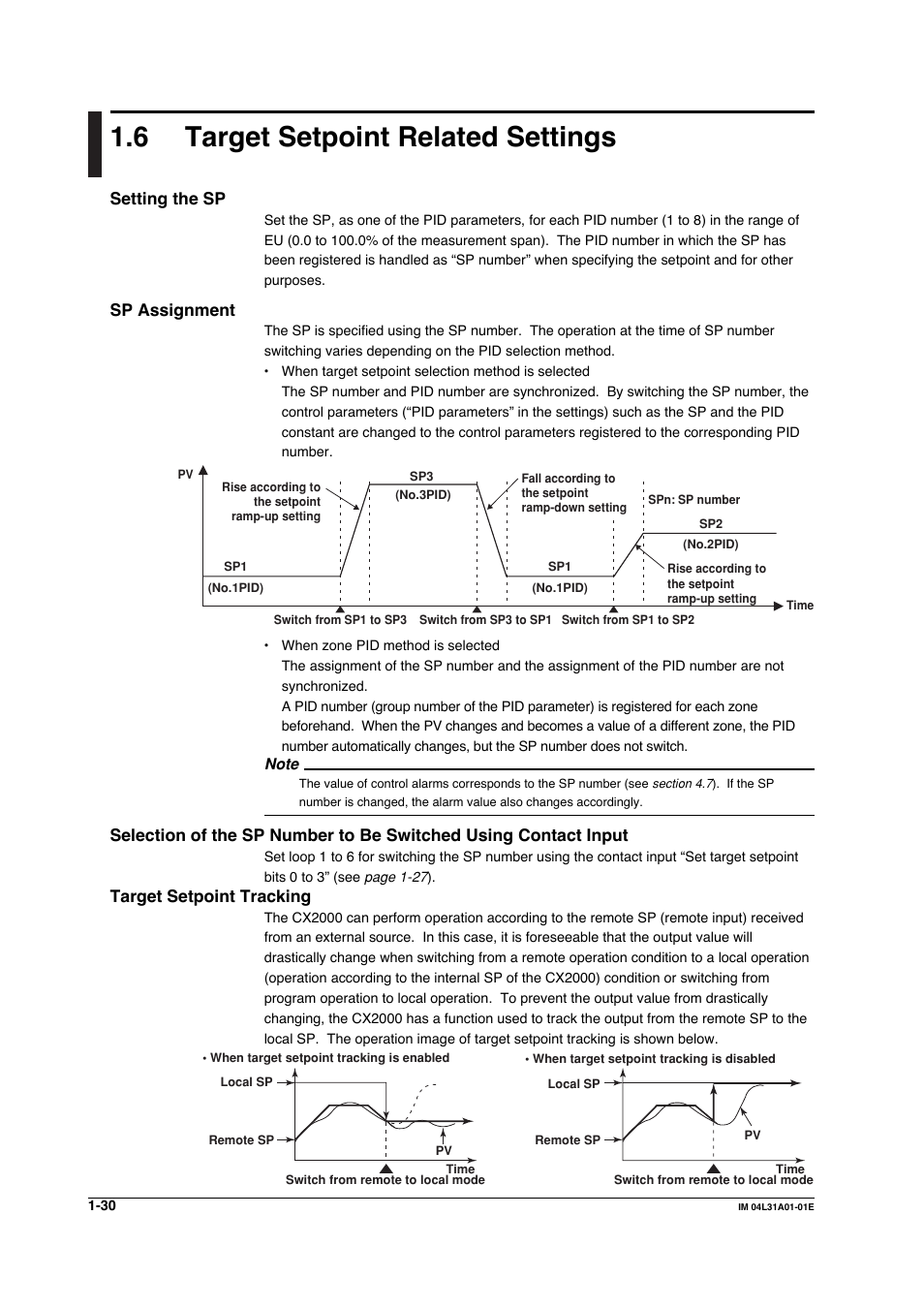6 target setpoint related settings, Target setpoint related settings -30, Setting the sp | Sp assignment, Target setpoint tracking | Yokogawa Data Acquisition with PID Control CX2000 User Manual | Page 42 / 427