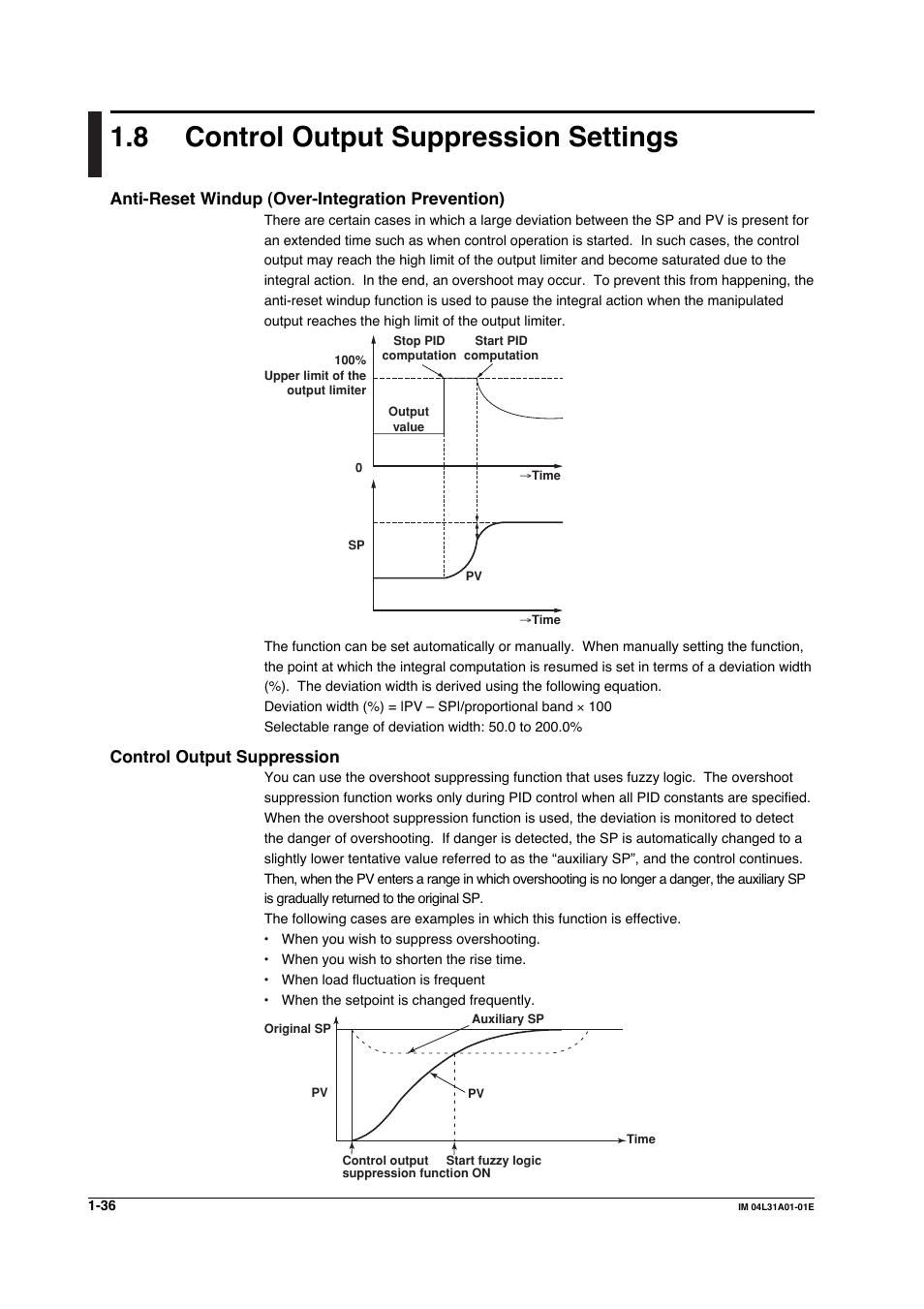 8 control output suppression settings, Control output suppression settings -36 | Yokogawa Data Acquisition with PID Control CX2000 User Manual | Page 48 / 427