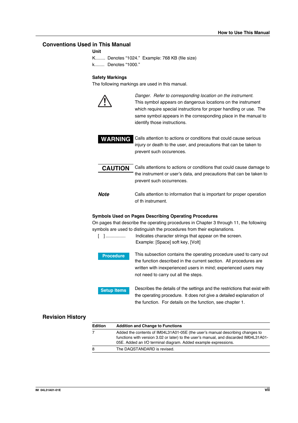 Warning, Caution | Yokogawa Data Acquisition with PID Control CX2000 User Manual | Page 8 / 427