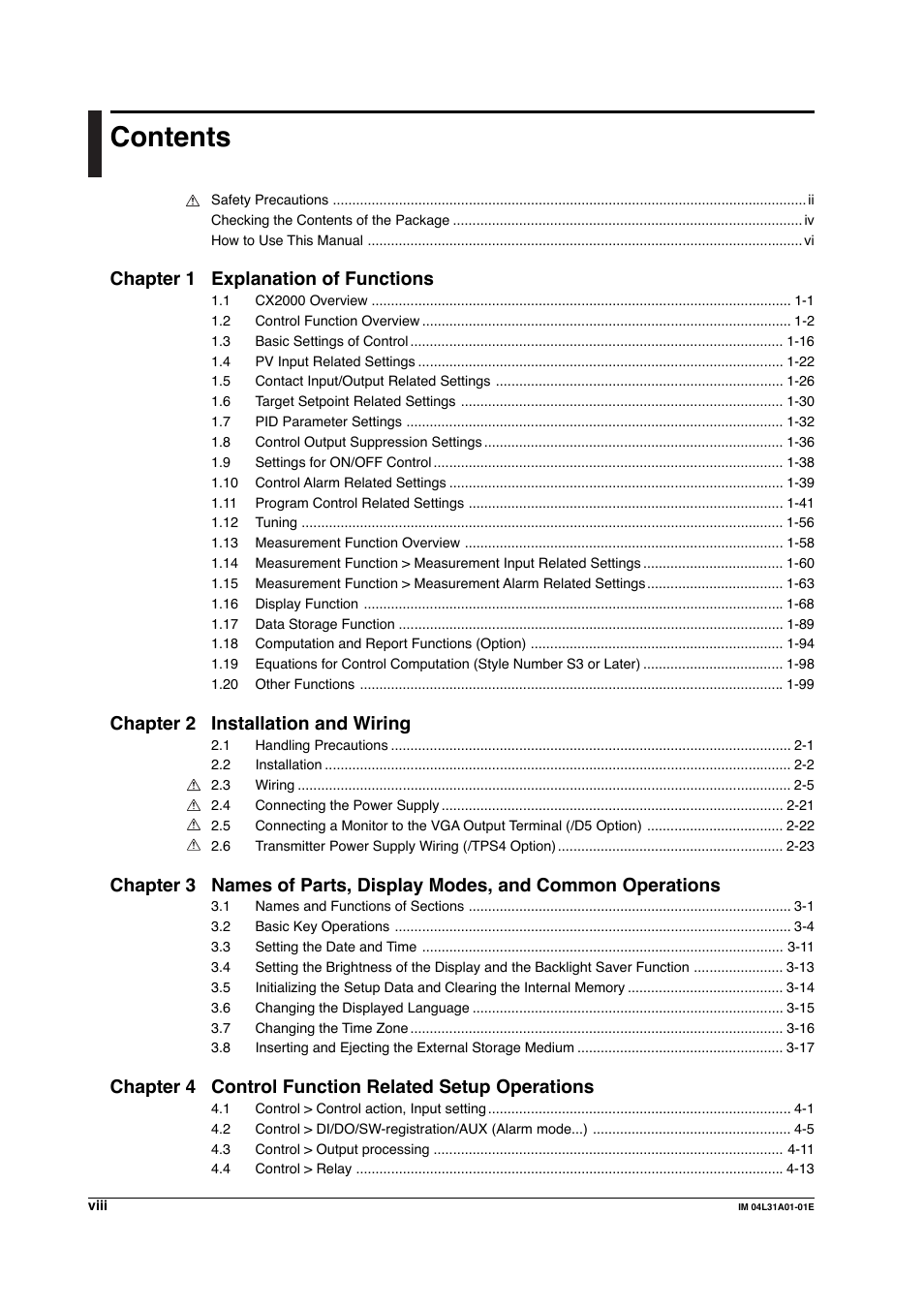 Yokogawa Data Acquisition with PID Control CX2000 User Manual | Page 9 / 427