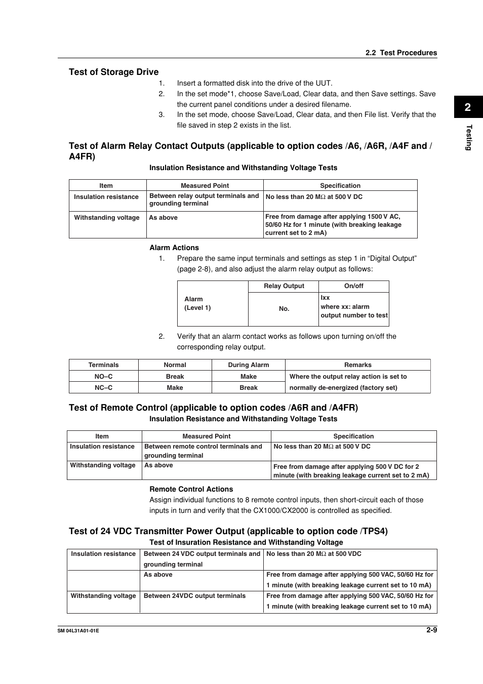 Test of storage drive | Yokogawa Data Acquisition with PID Control CX2000 User Manual | Page 18 / 62