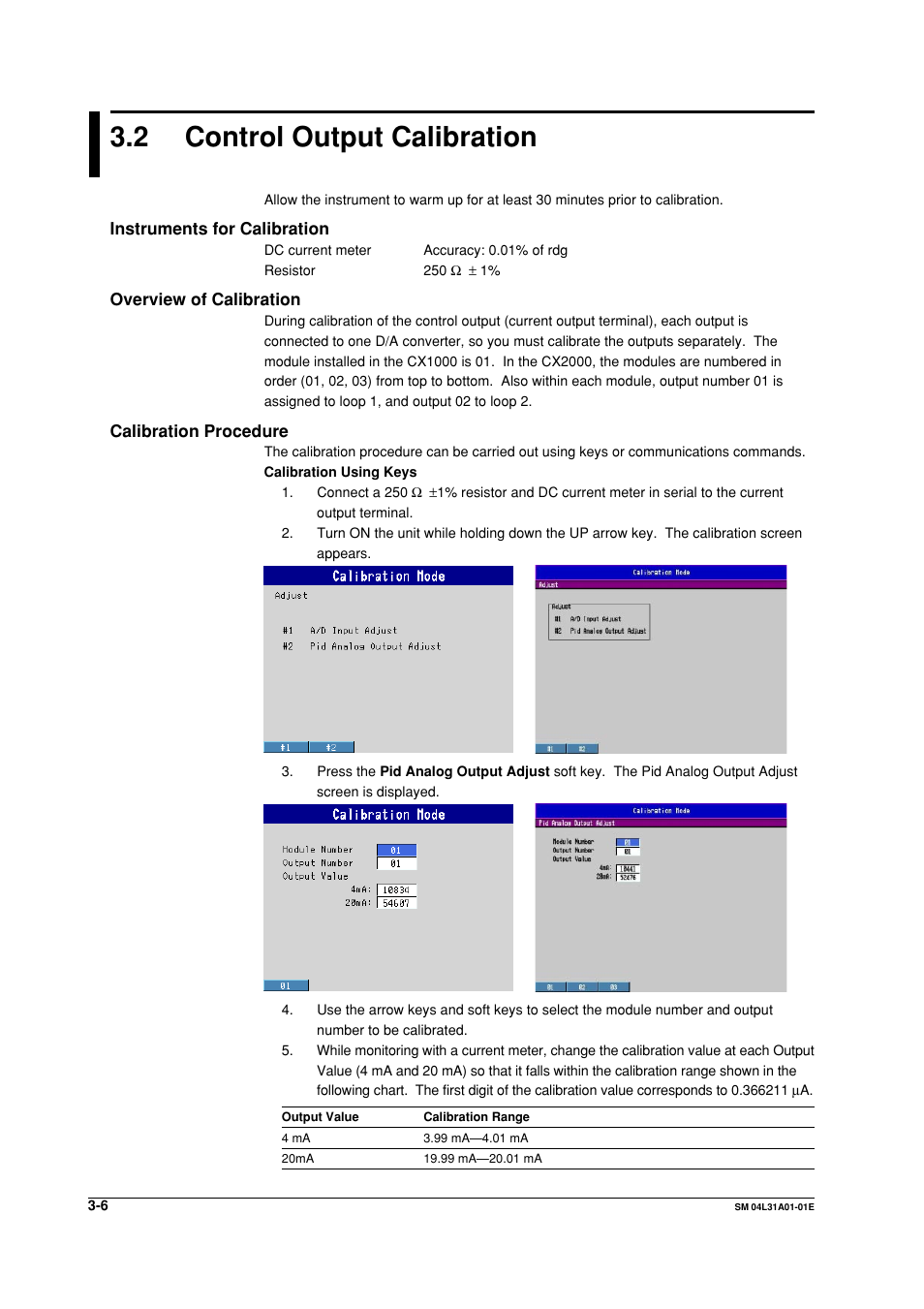 2 control output calibration, Control output calibration -6 | Yokogawa Data Acquisition with PID Control CX2000 User Manual | Page 26 / 62