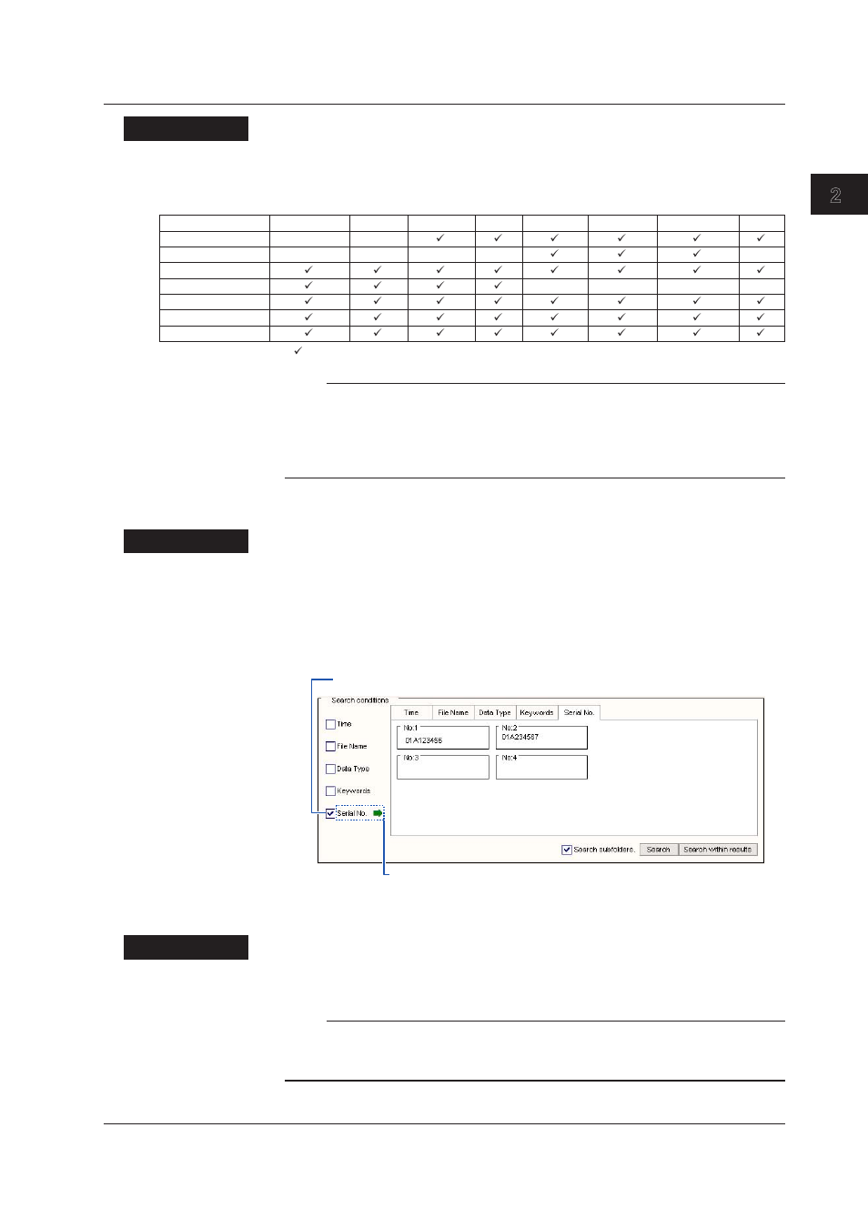 Specifying a serial number, Specifying a serial number -9, Index | Specfyng a seral number, Explanaton, Procedure | Yokogawa DAQWORX User Manual | Page 21 / 68