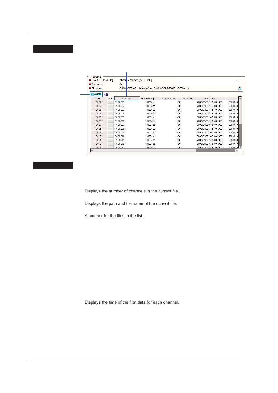 Displaying file details, Displaying file details -14, Dsplayng fle detals | Yokogawa DAQWORX User Manual | Page 26 / 68