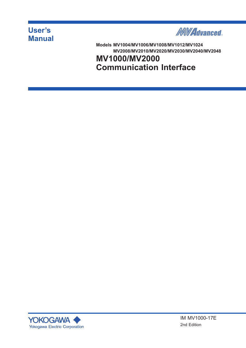 Yokogawa Button Operated MV2000 User Manual | 178 pages