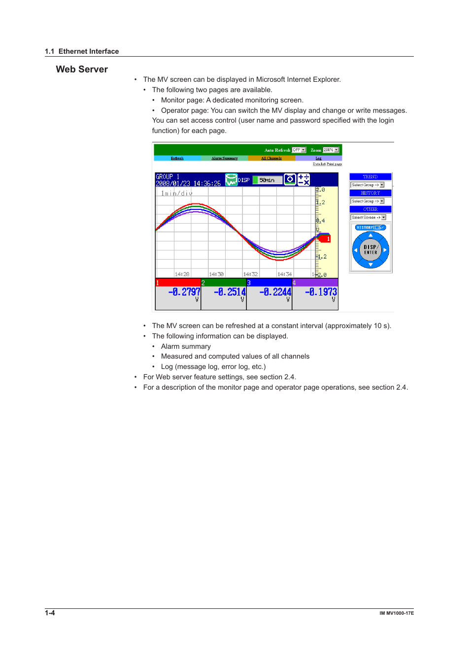 Web server | Yokogawa Button Operated MV2000 User Manual | Page 11 / 178