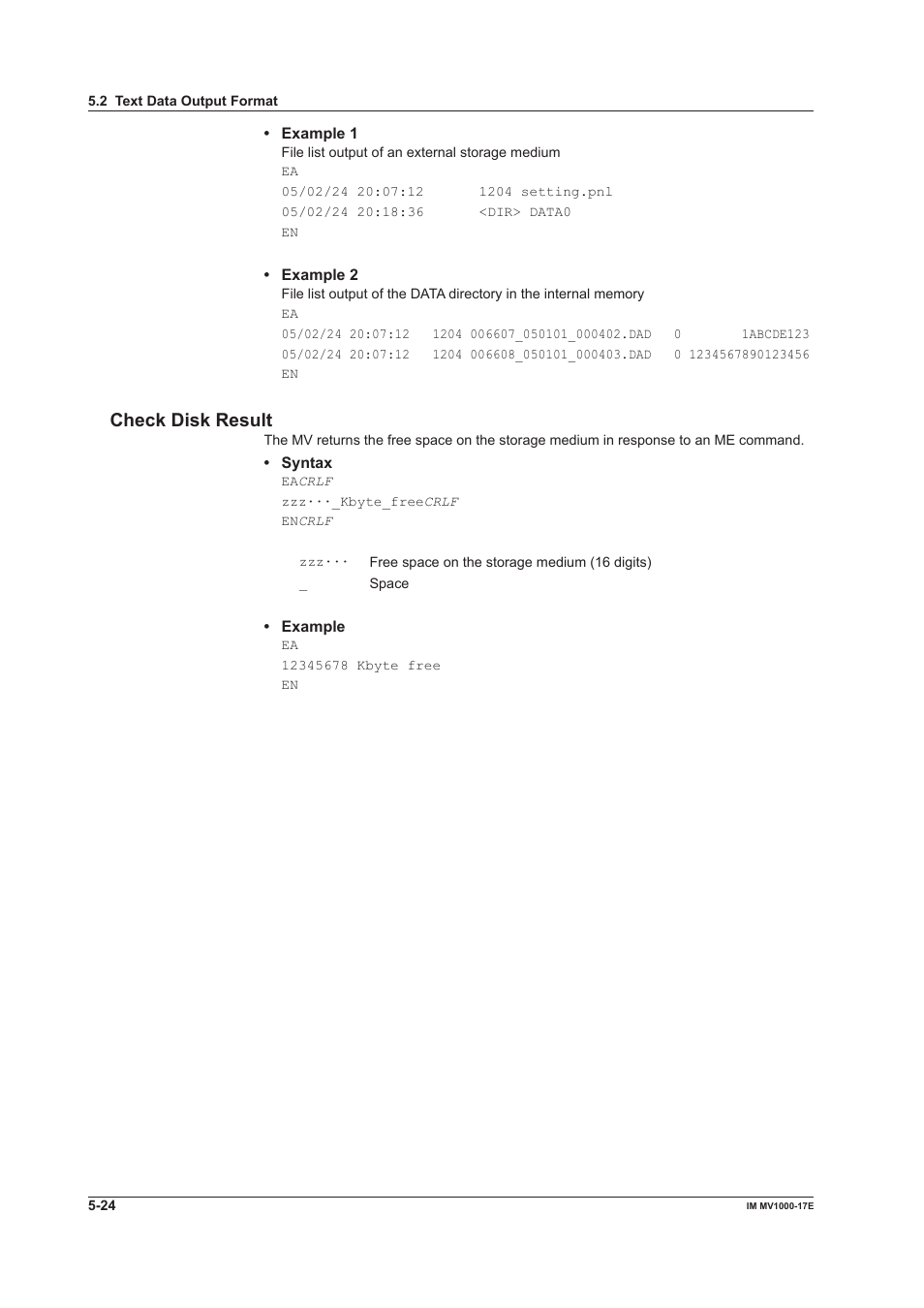 Check disk result | Yokogawa Button Operated MV2000 User Manual | Page 143 / 178