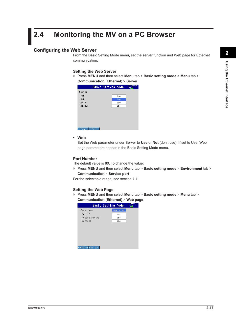 4 monitoring the mv on a pc browser, 4 monitoring the mv on a pc browser -17 | Yokogawa Button Operated MV2000 User Manual | Page 32 / 178