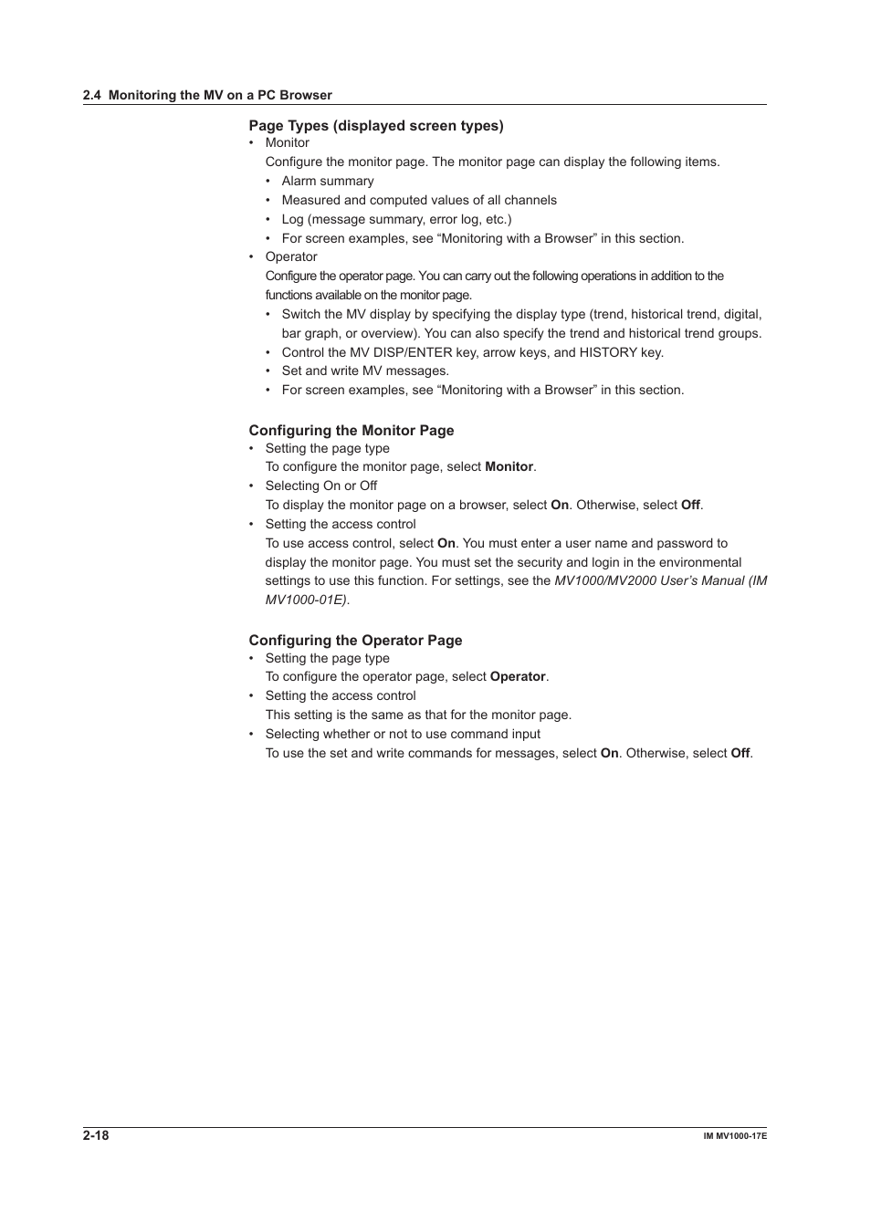 Yokogawa Button Operated MV2000 User Manual | Page 33 / 178