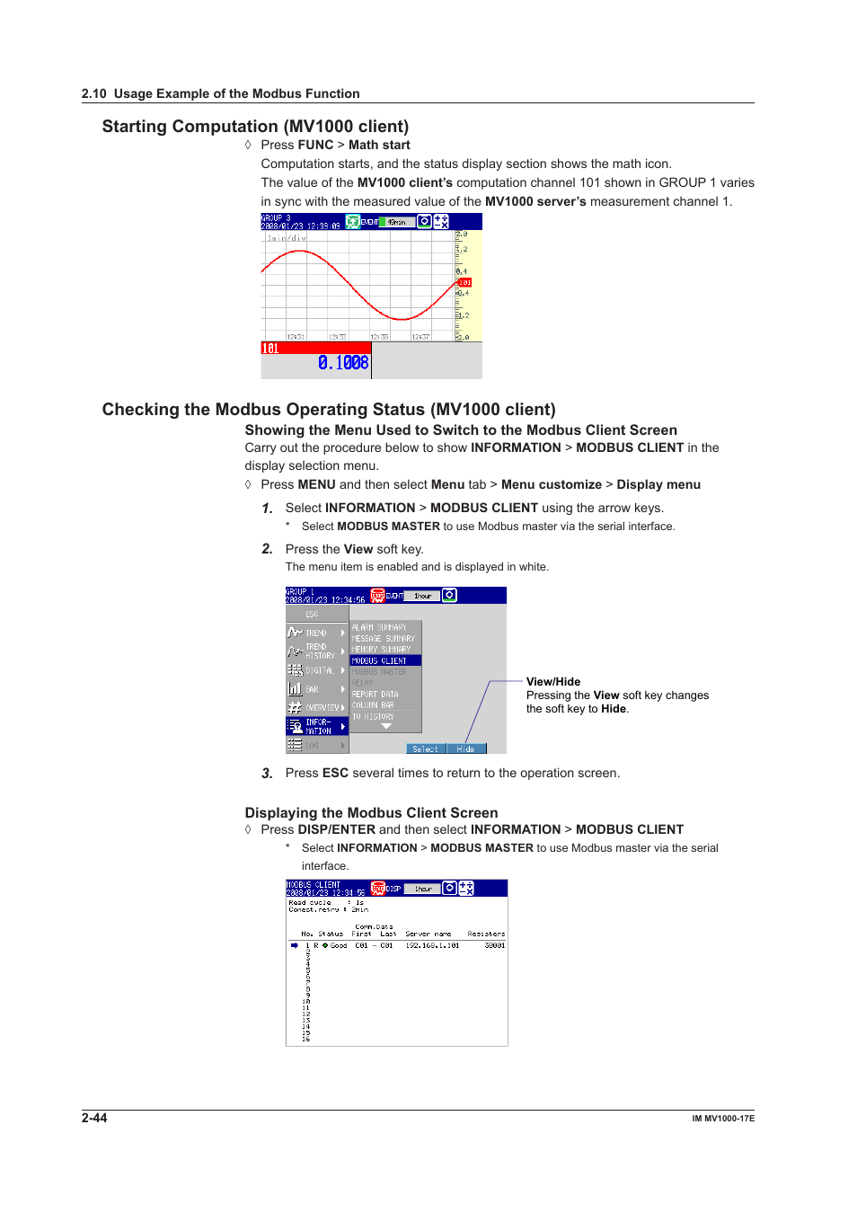 Starting computation (mv1000 client) | Yokogawa Button Operated MV2000 User Manual | Page 59 / 178