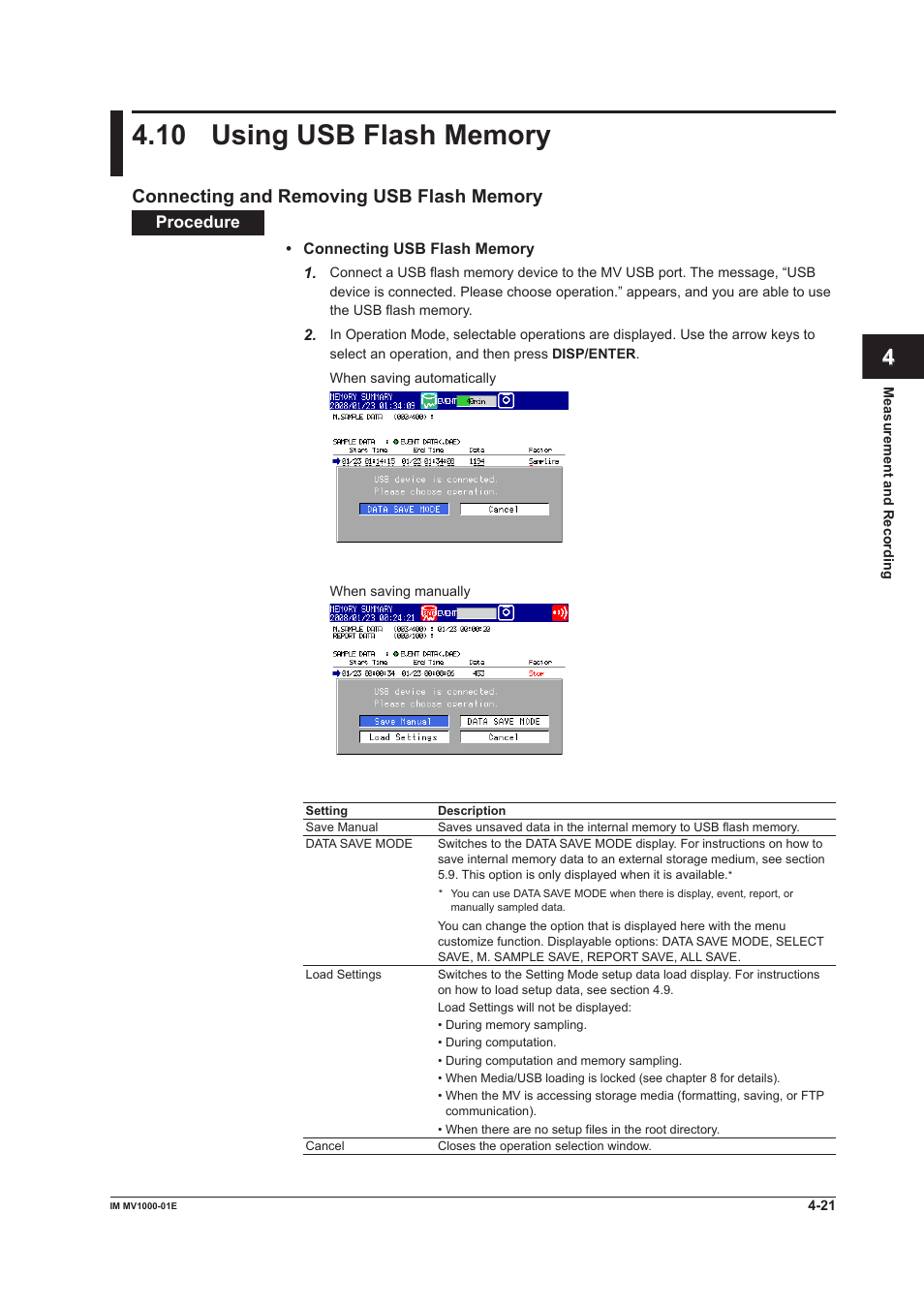 10 using usb flash memory, 10 using usb flash memory -21, App index | Yokogawa Button Operated MV2000 User Manual | Page 121 / 310