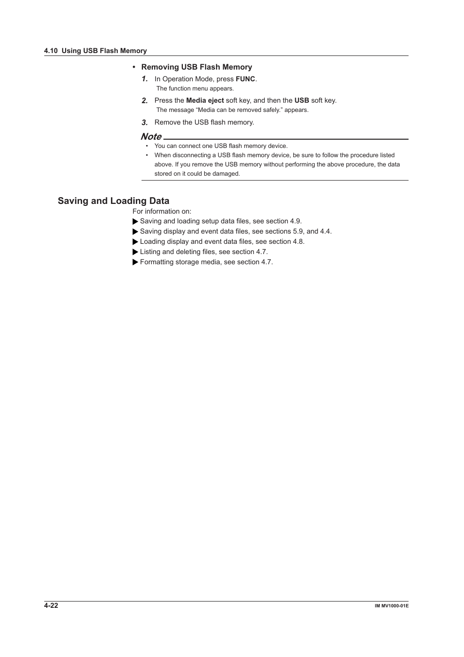 Savng and loadng data | Yokogawa Button Operated MV2000 User Manual | Page 122 / 310