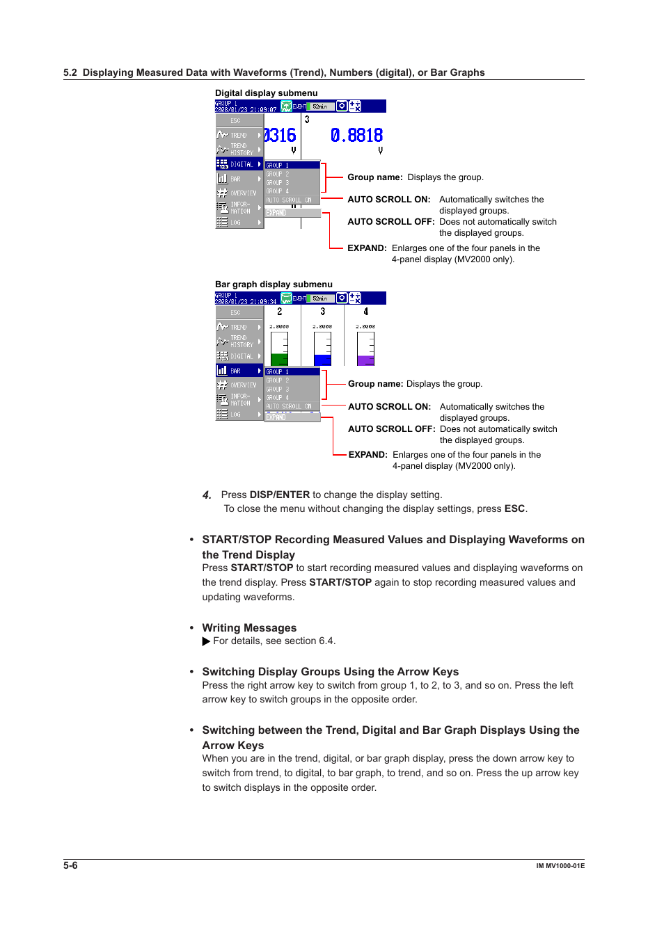 Yokogawa Button Operated MV2000 User Manual | Page 128 / 310