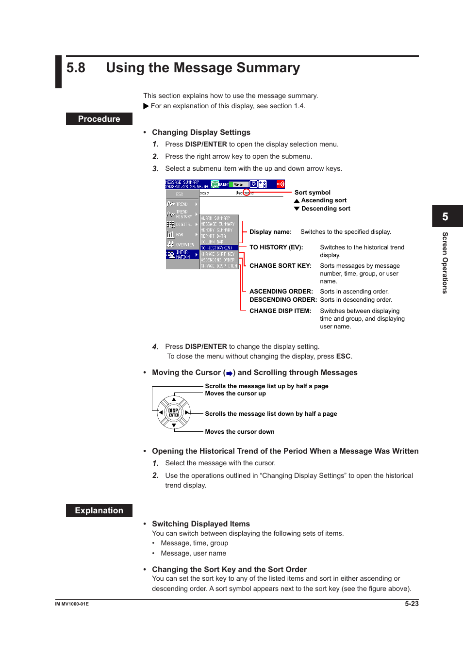 8 using the message summary, 8 using the message summary -23, 8 usng the message summary | App index | Yokogawa Button Operated MV2000 User Manual | Page 145 / 310