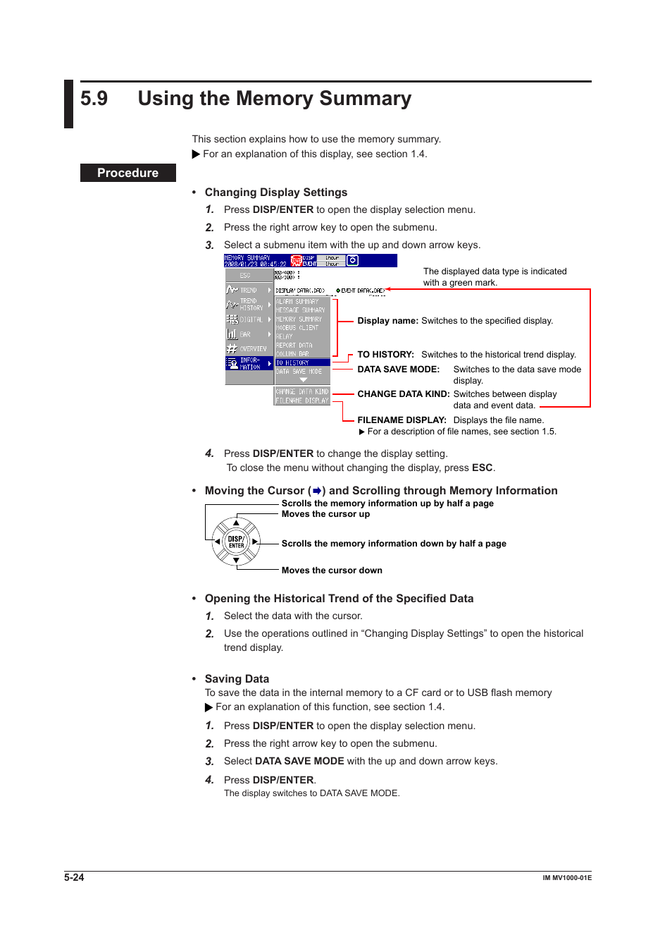 9 using the memory summary, 9 using the memory summary -24 | Yokogawa Button Operated MV2000 User Manual | Page 146 / 310