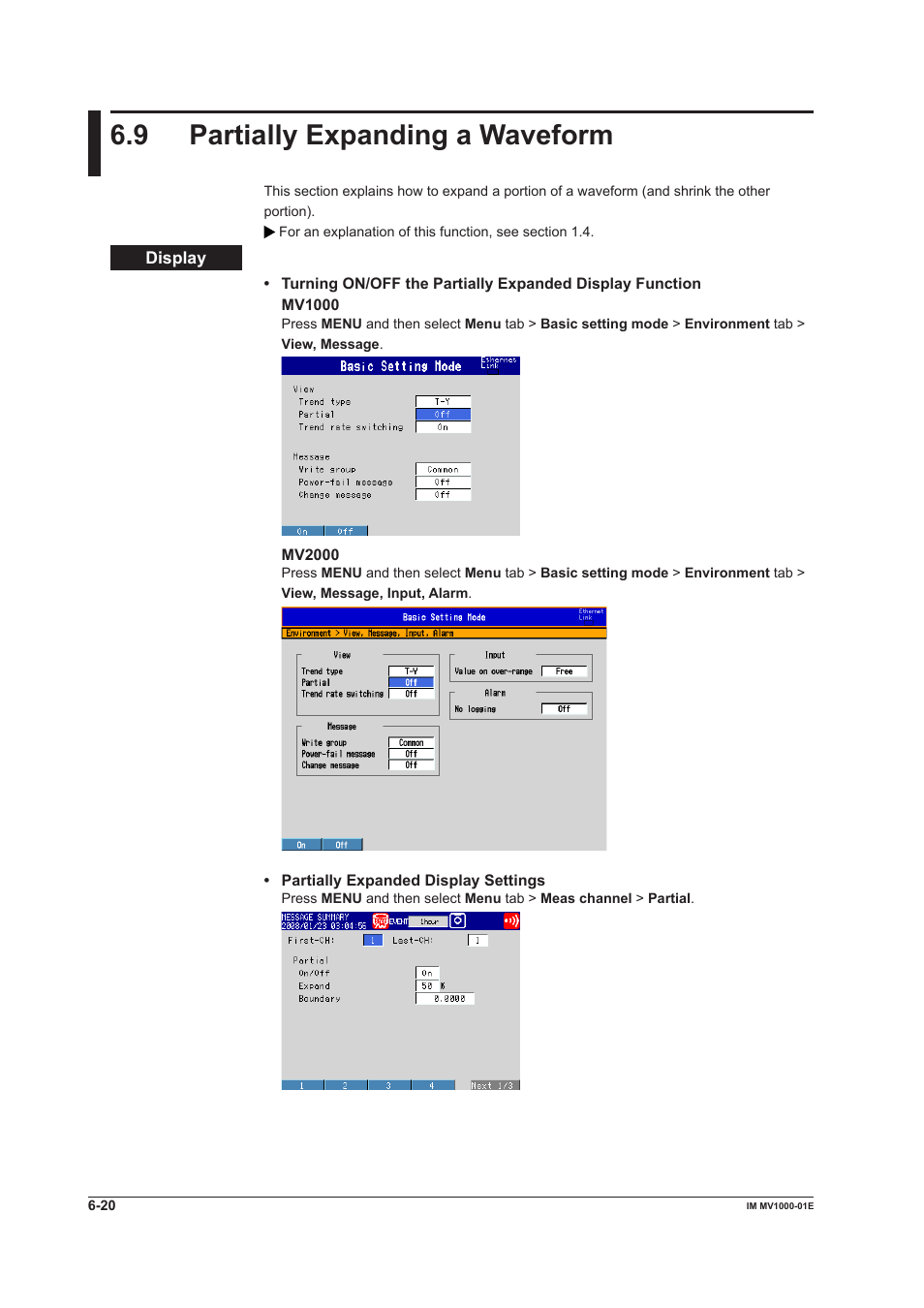 9 partially expanding a waveform, 9 partially expanding a waveform -20, 9 partally expandng a waveform | Yokogawa Button Operated MV2000 User Manual | Page 174 / 310