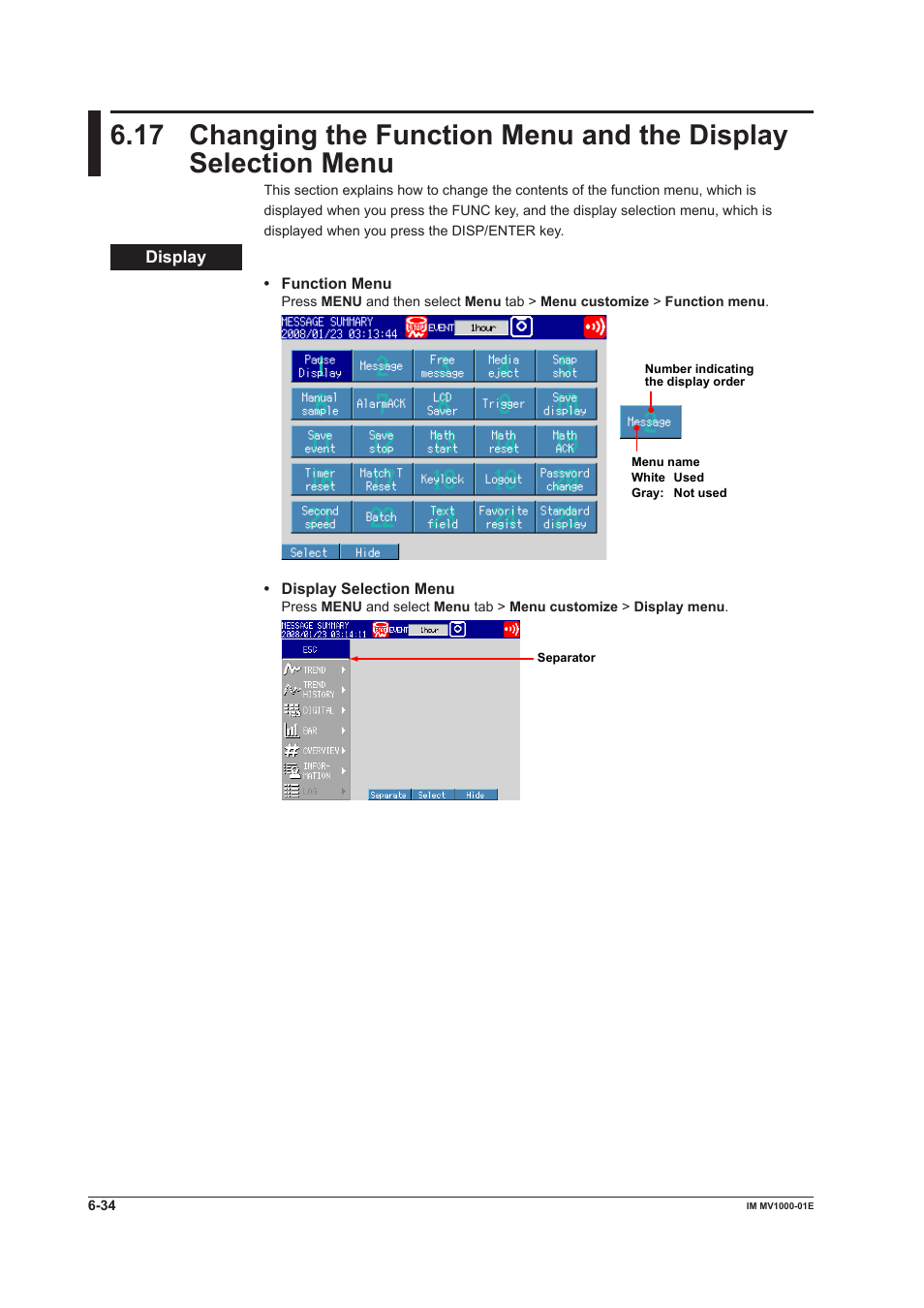 Yokogawa Button Operated MV2000 User Manual | Page 188 / 310