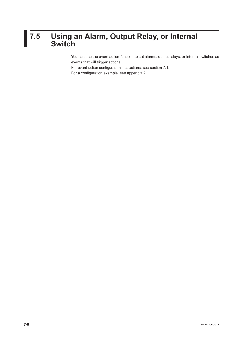 5 using an alarm, output relay, or internal switch, 5 usng an alarm, output relay, or internal swtch | Yokogawa Button Operated MV2000 User Manual | Page 199 / 310