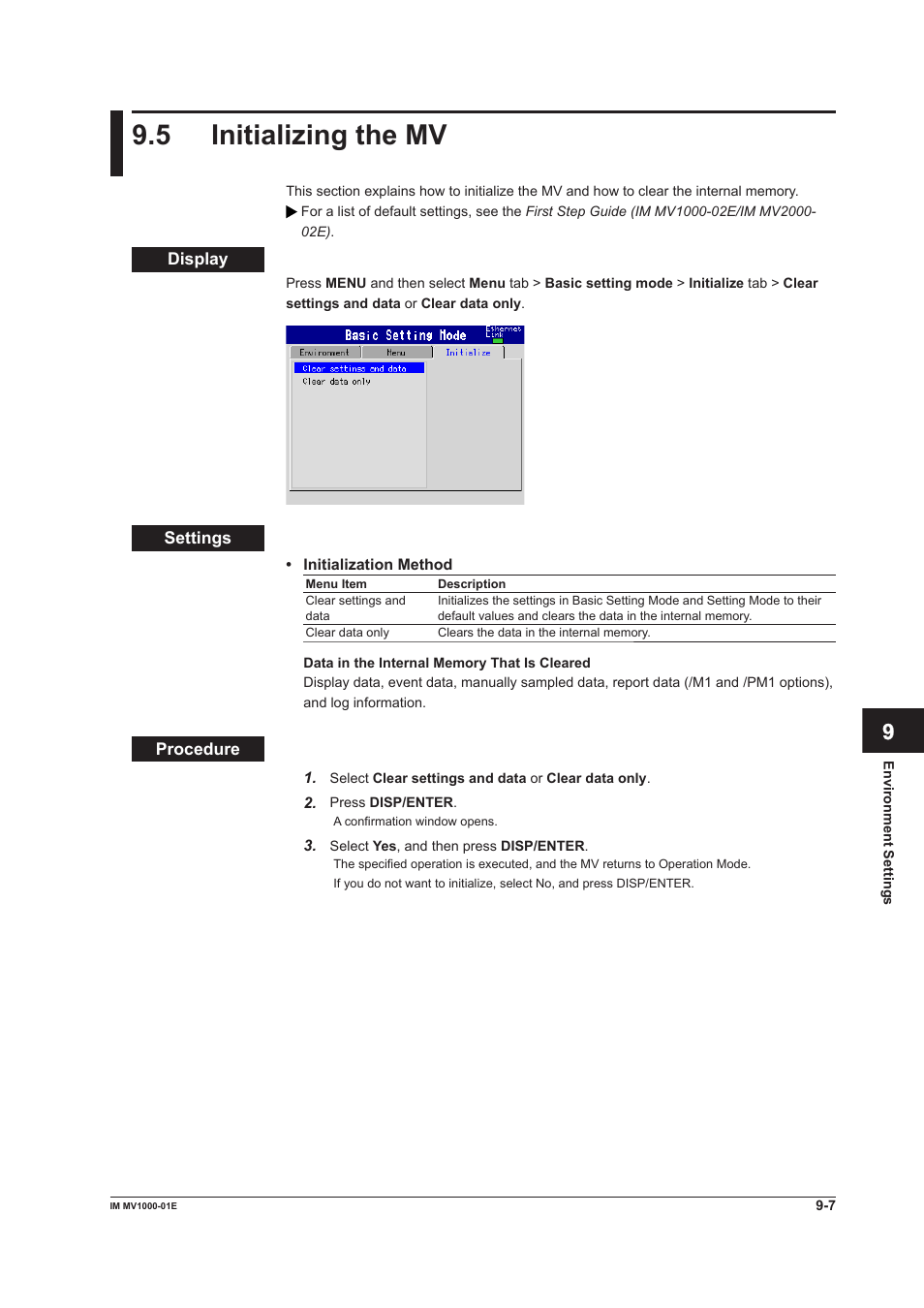 5 initializing the mv, 5 initializing the mv -7, 5 intalzng the mv | Yokogawa Button Operated MV2000 User Manual | Page 215 / 310