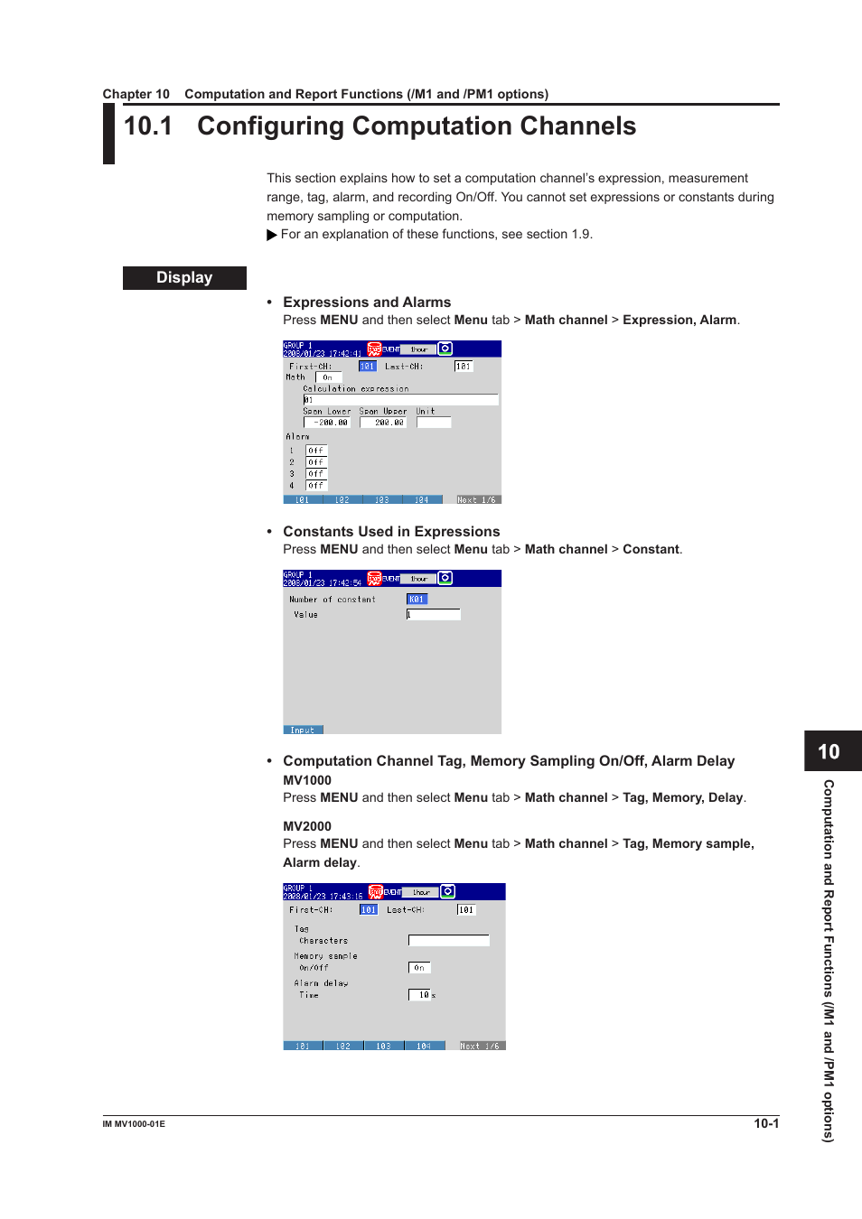 1 configuring computation channels, 1 configuring computation channels -1, 1 confgurng computaton channels | Yokogawa Button Operated MV2000 User Manual | Page 221 / 310