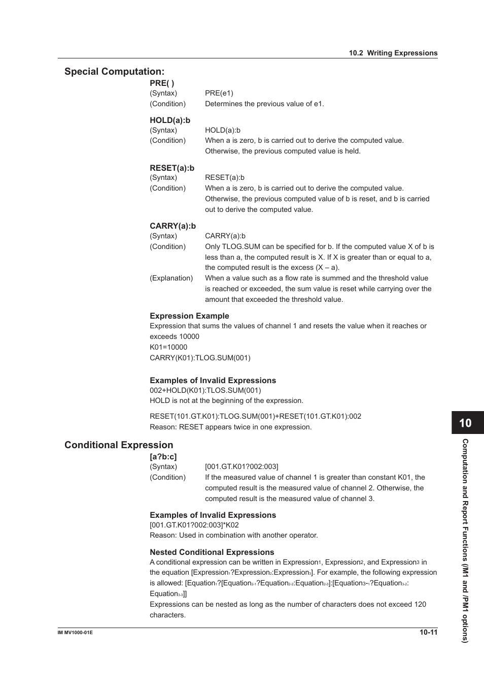 App index specal computaton, Condtonal expresson | Yokogawa Button Operated MV2000 User Manual | Page 231 / 310